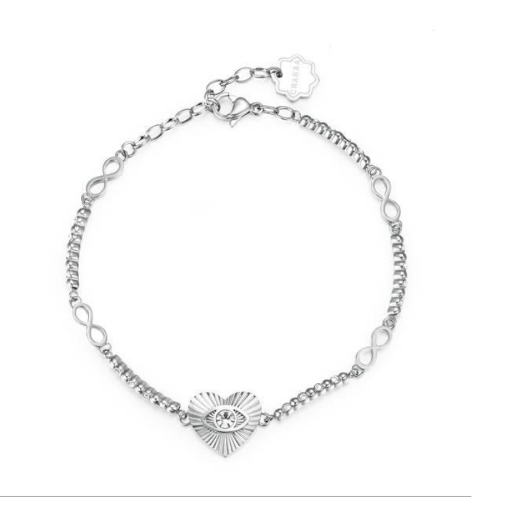 Brosway Stainless Steel Silver Heart Evil Eye Bracelet