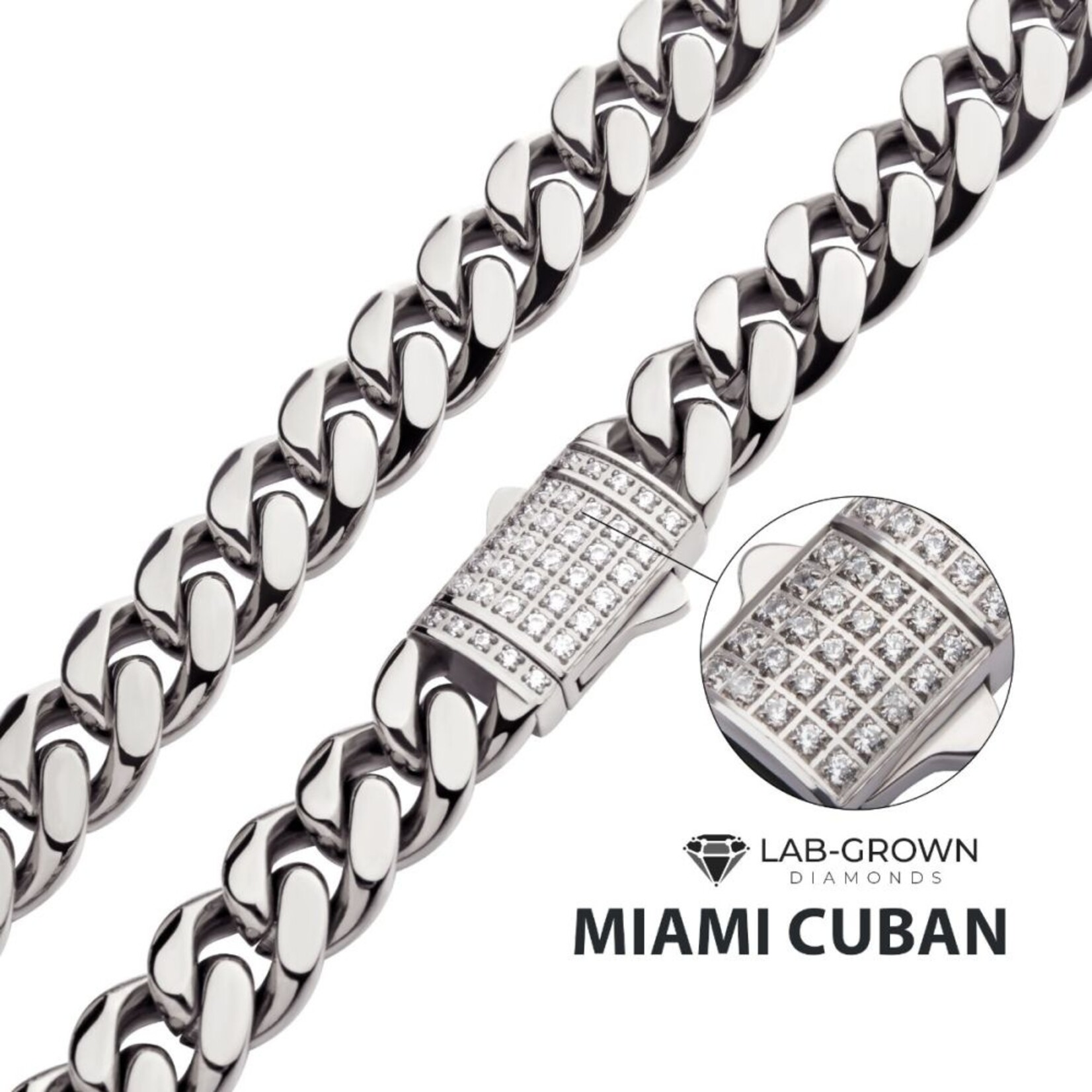 Inox 10mm Miami Cuban Diamond Clasp 22"
