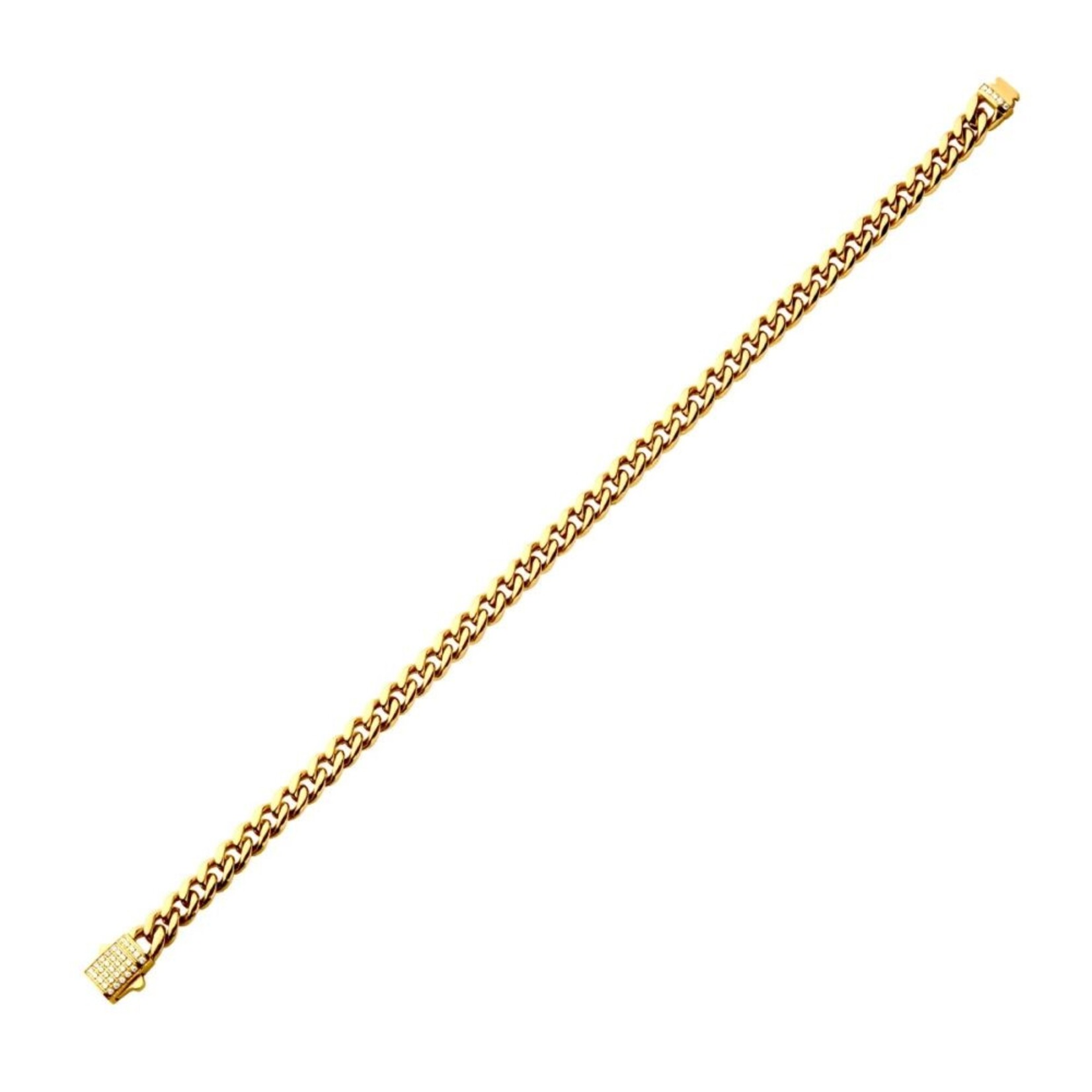 Inox 6mm 18K Gold Plated Miami Cuban Diamond Clasp - 8 inch