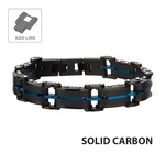 Inox Black Carbon Fiber & Blue IP Link Bracelet 8"-8.5"