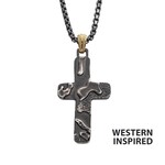 Inox 28.5mm Gun Metal Canyon Pattern Pendant 24"