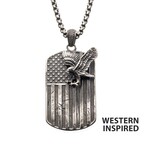 Inox 29mm Gun Metal American Flag with Eagle Pendant 24"