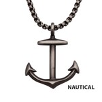 Inox Gun Metal IP Anchor Pendant with Box Chain - 24"