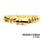 Inox 12mm 18K Gold IP Miami Cuban Chain Bracelet - 8 inch