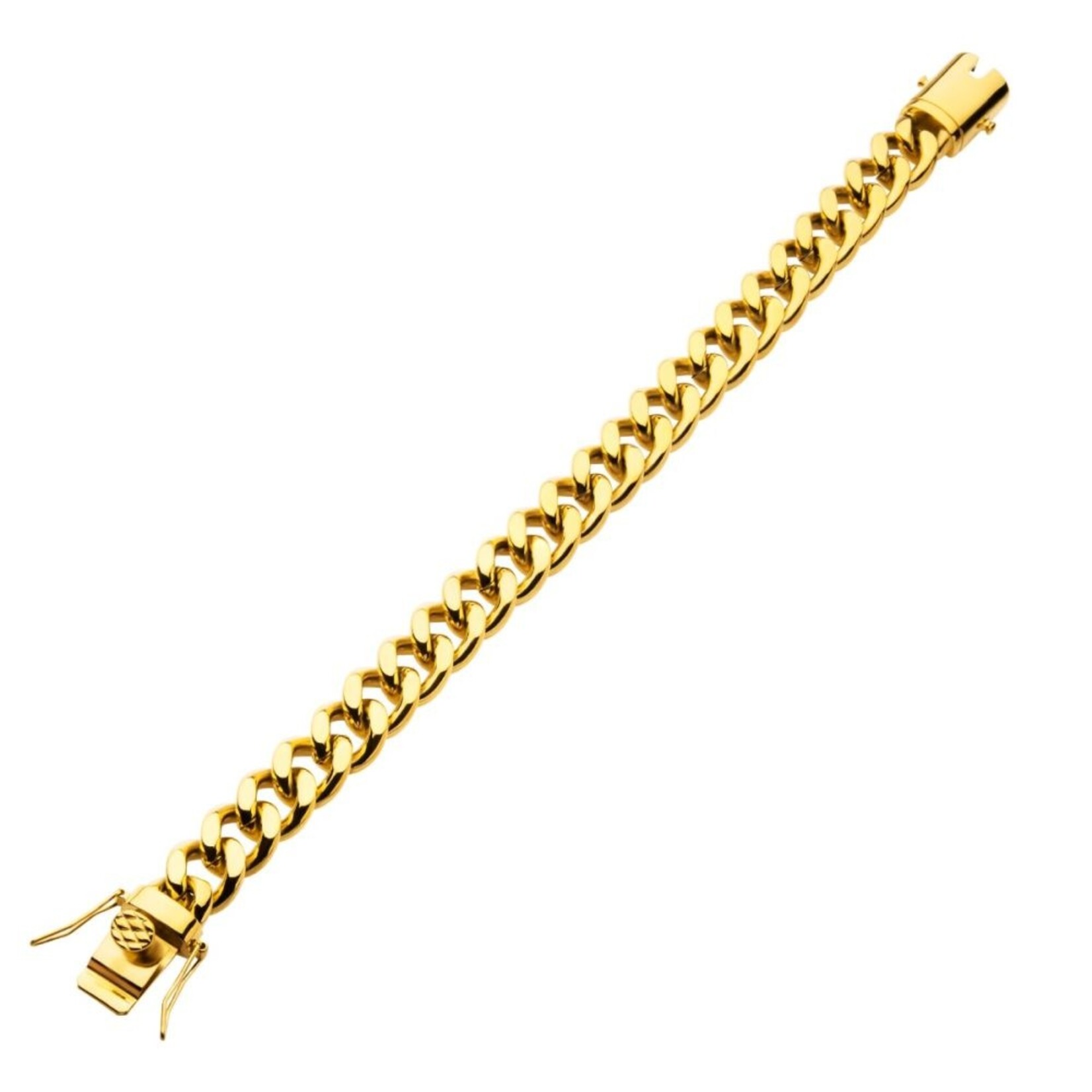 Inox 12mm 18K Gold IP Miami Cuban Chain Bracelet - 8 inch