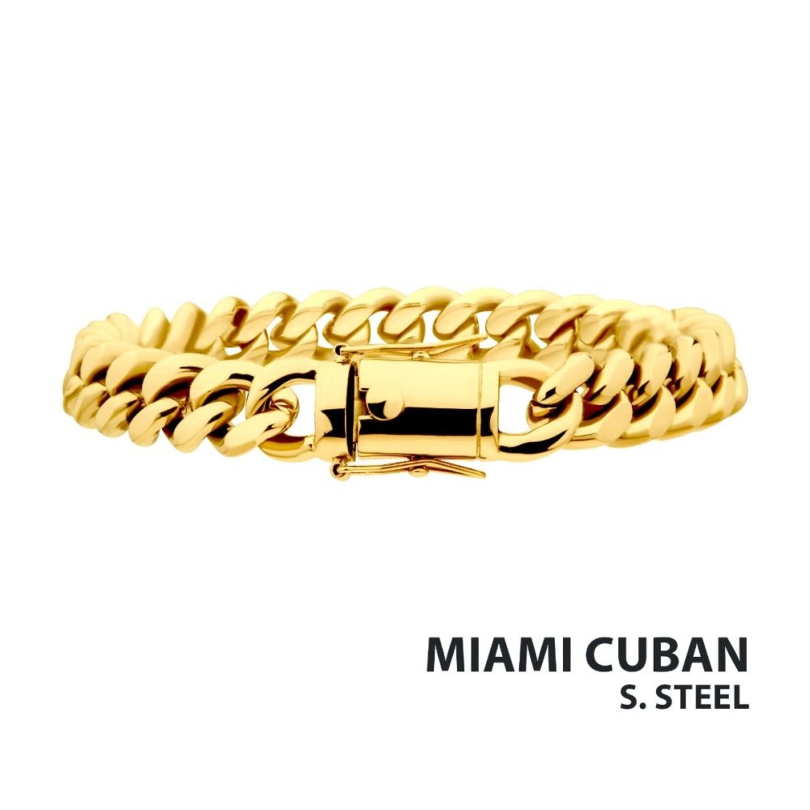 Inox 8mm 18K Gold IP Miami Cuban Chain Bracelet - 8"
