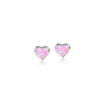 Alamea Sterling Silver Pink Opal Heart Stud Earrings