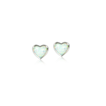 Alamea Sterling Silver White Opal Heart Stud Earrings