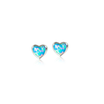 Alamea Sterling Silver Blue Opal Heart Stud Earrings