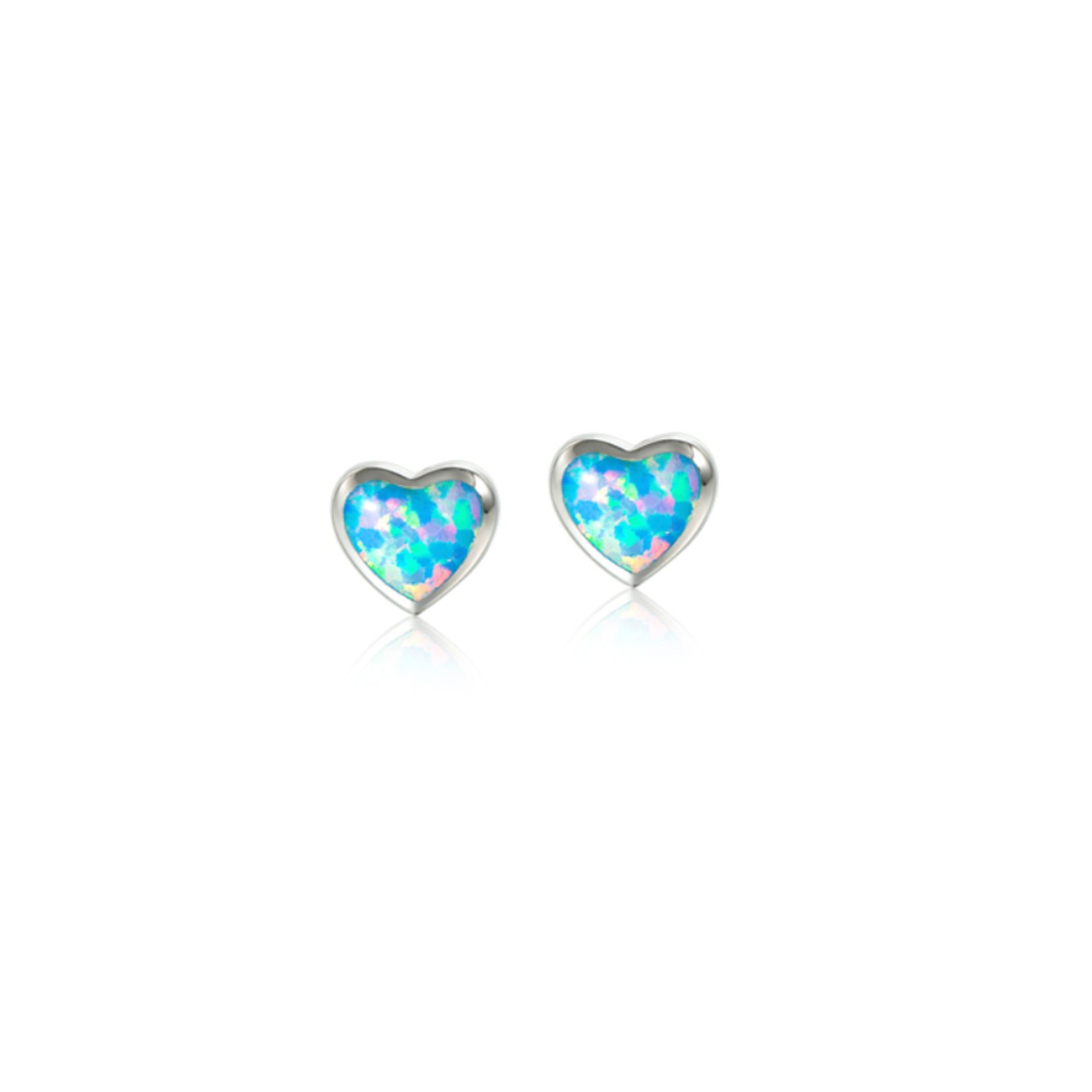 Alamea Sterling Silver Blue Opal Heart Stud Earrings