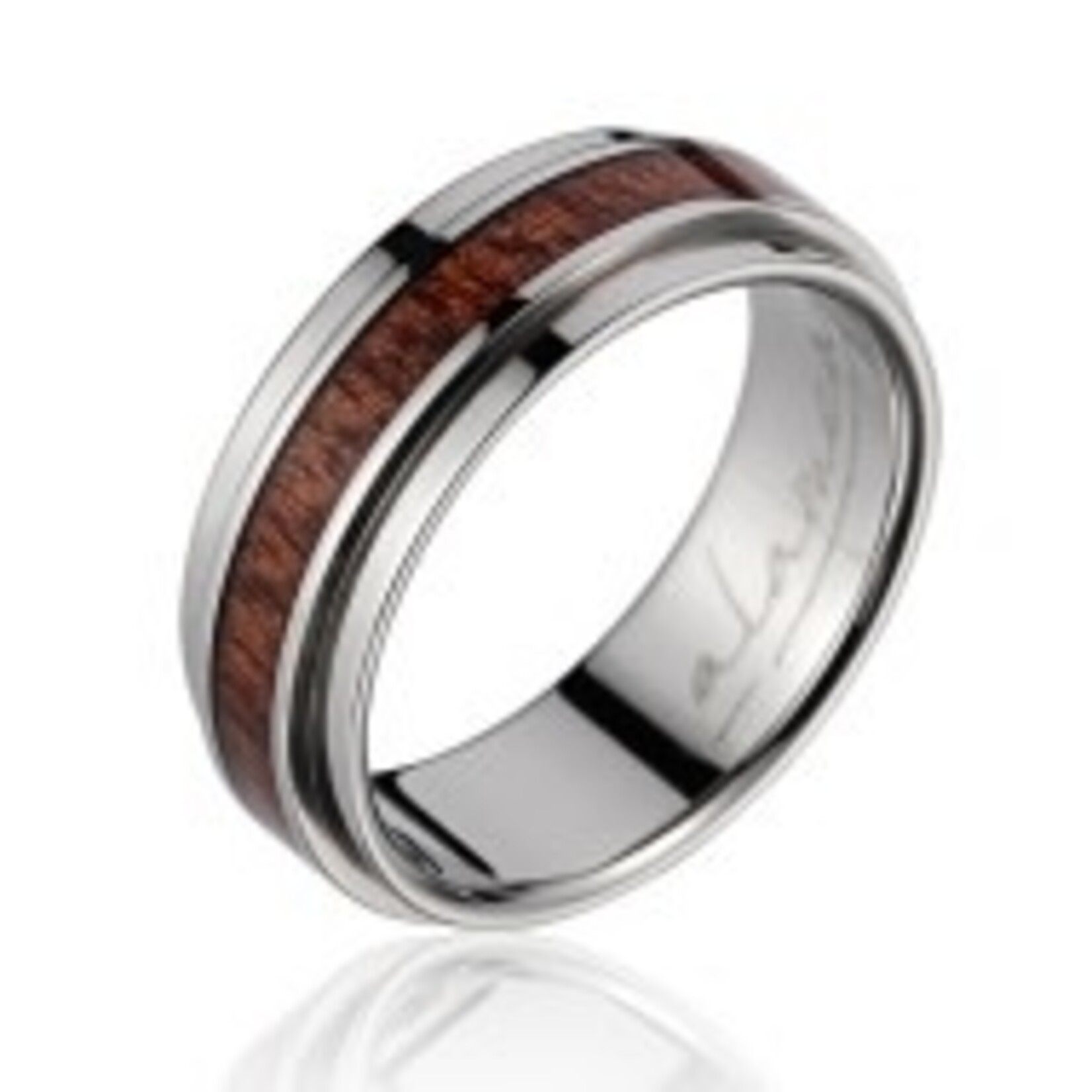 Alamea 8mm Ring Groove Titanium Koa Ring