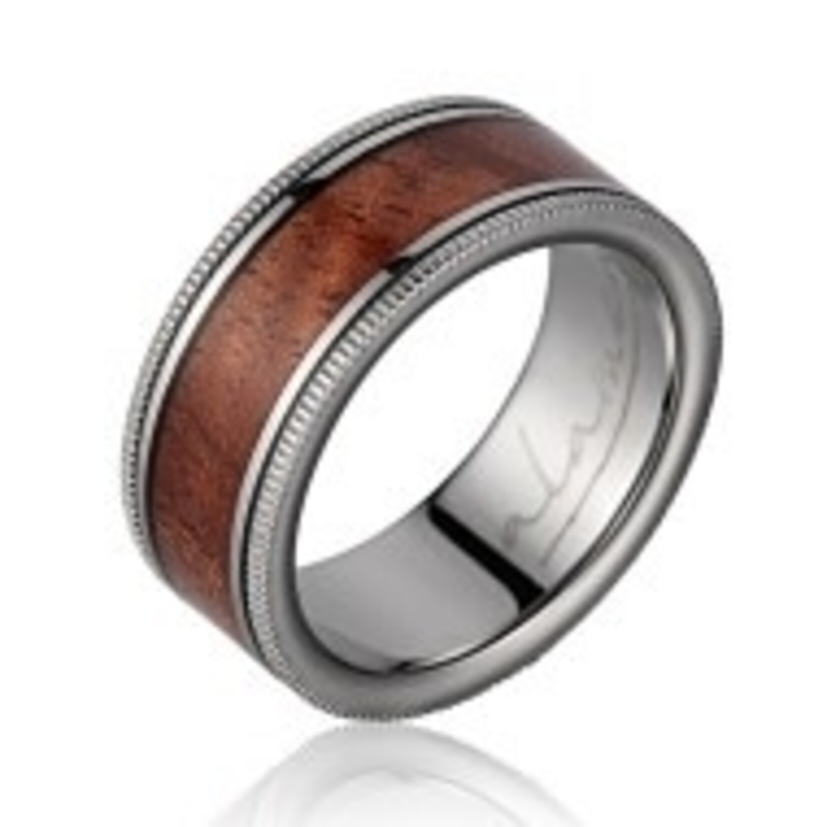 Alamea 8mm Beaded Edge Titanium Koa Ring