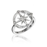 Alamea Sterling Silver Compass Ring w/ CZ 7