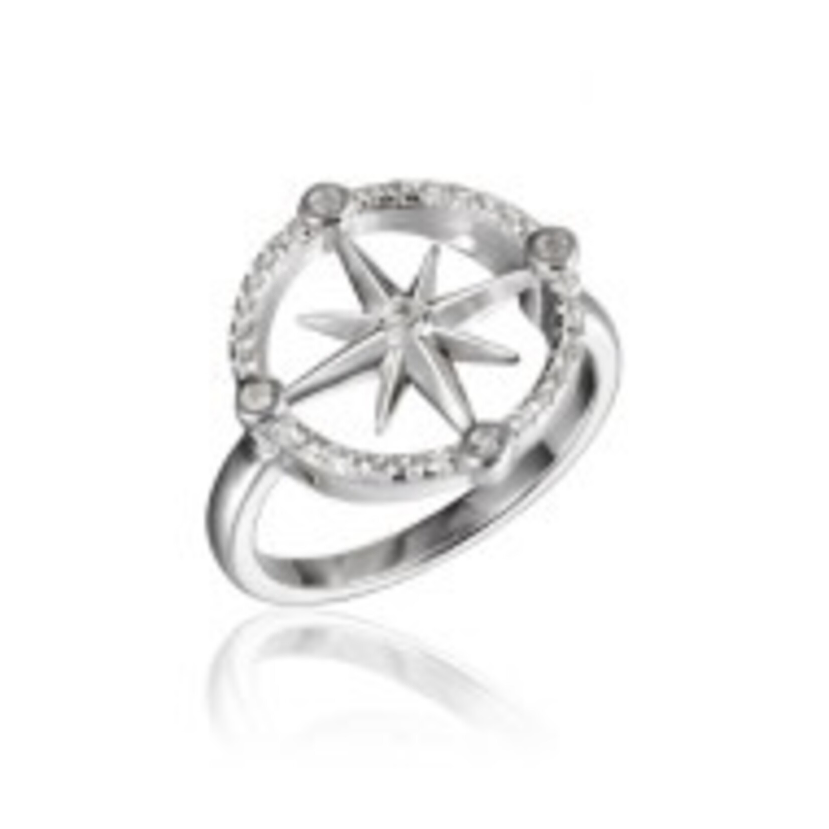 Alamea Sterling Silver Compass Ring w/ CZ 8