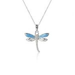 Alamea Pink Blue Opal Dragonfly Pendant