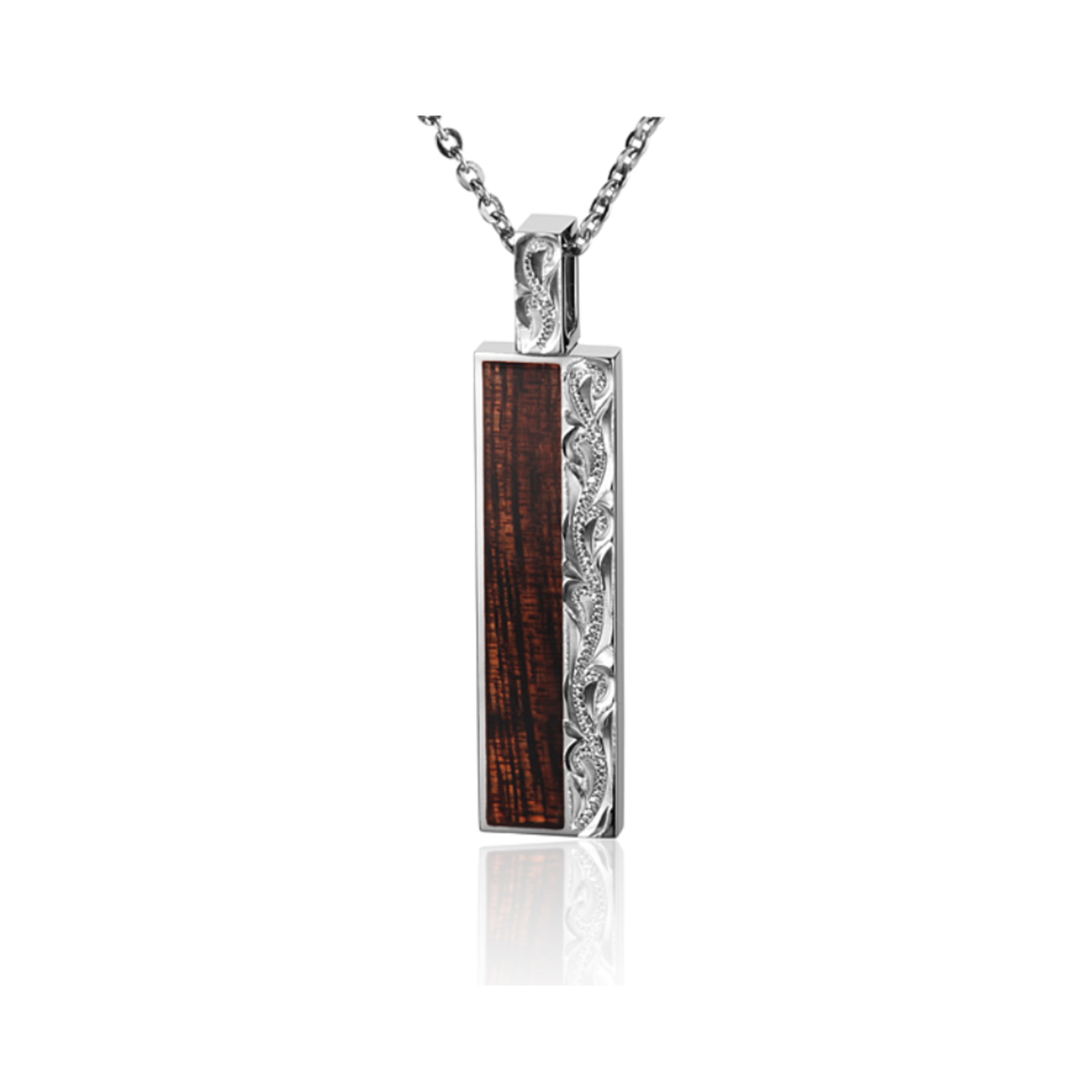 Alamea Sterling Silver & Koa Wood Rectangle Hawaii Pendant