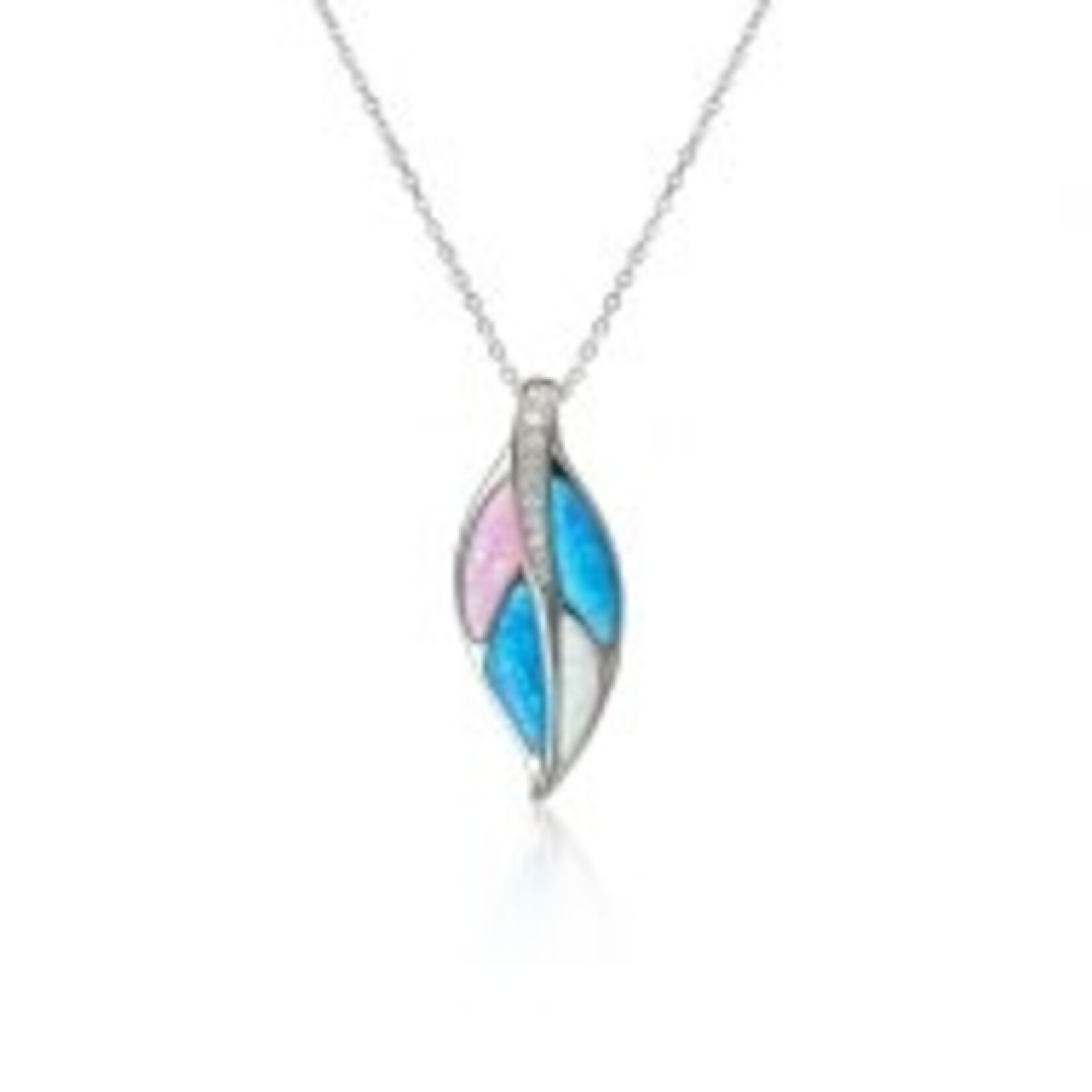 Alamea SS Tri-Opal Leaf Pendant
