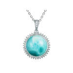 Alamea Sterling Silver Round CZ & Larimar Pendant
