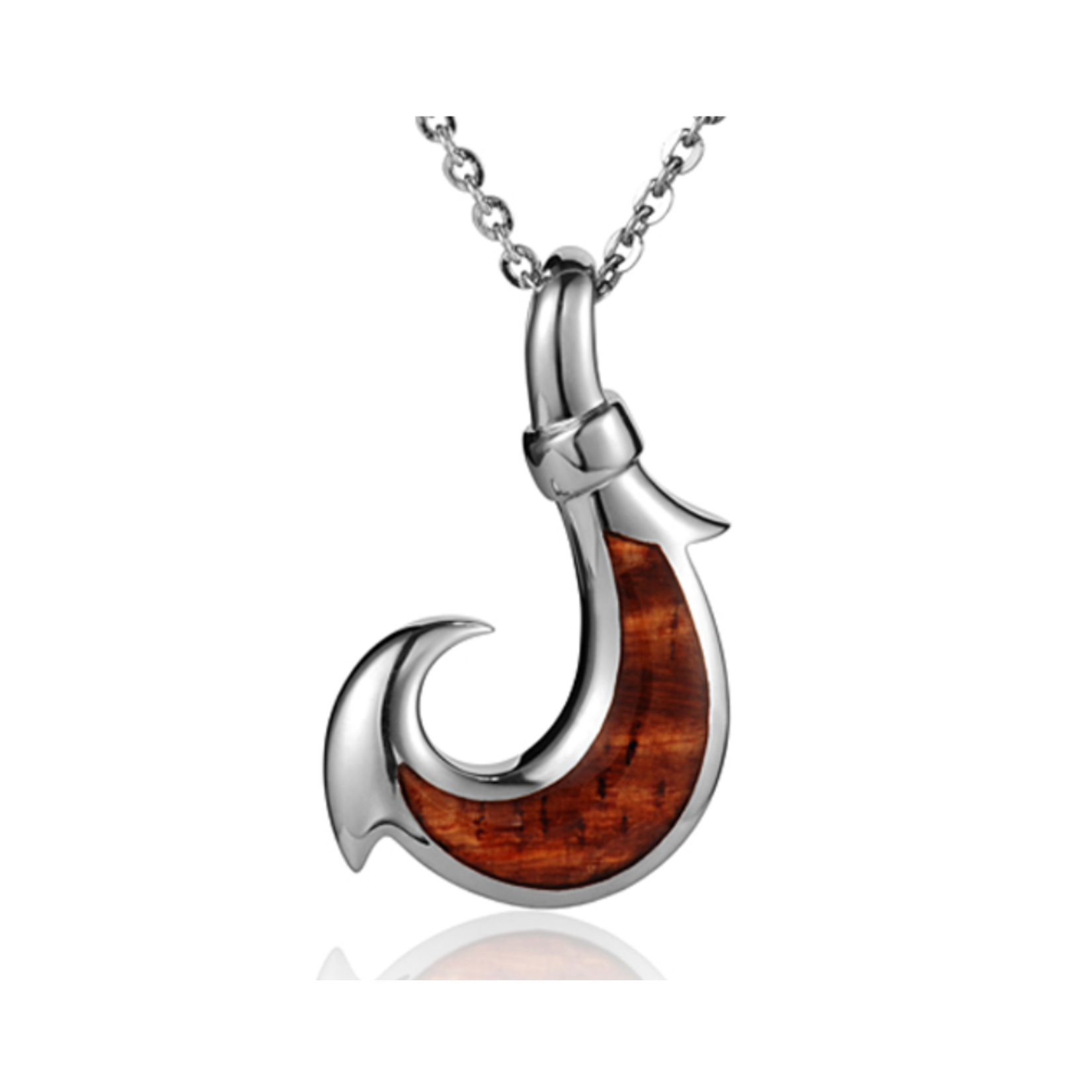 Alamea Sterling Silver & Koa Wood Large Fishhook Pendant
