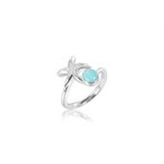 Alamea SS CZ Starfish w/ Larimar Accent Ring