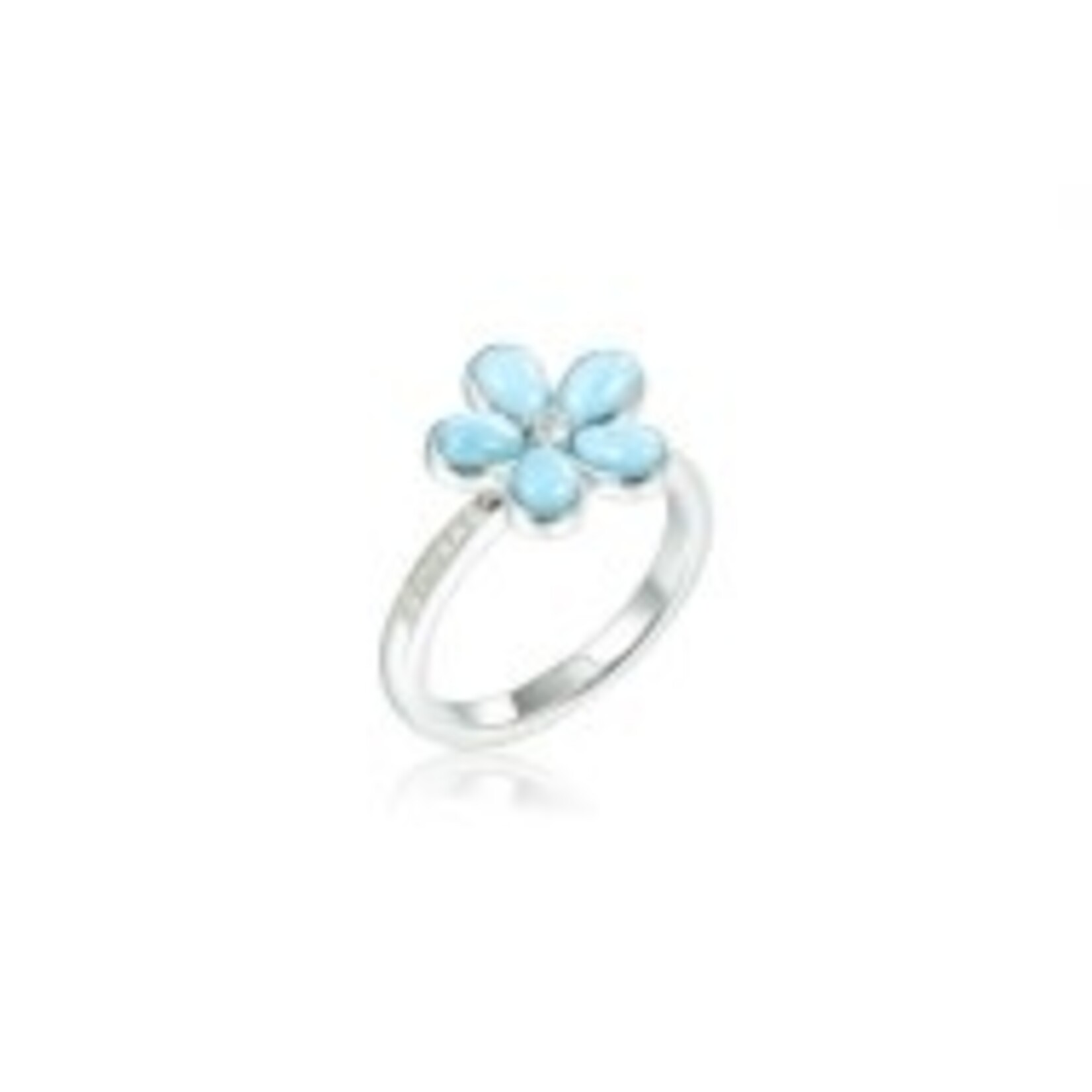 Alamea SS Larimar Plumeria Ring