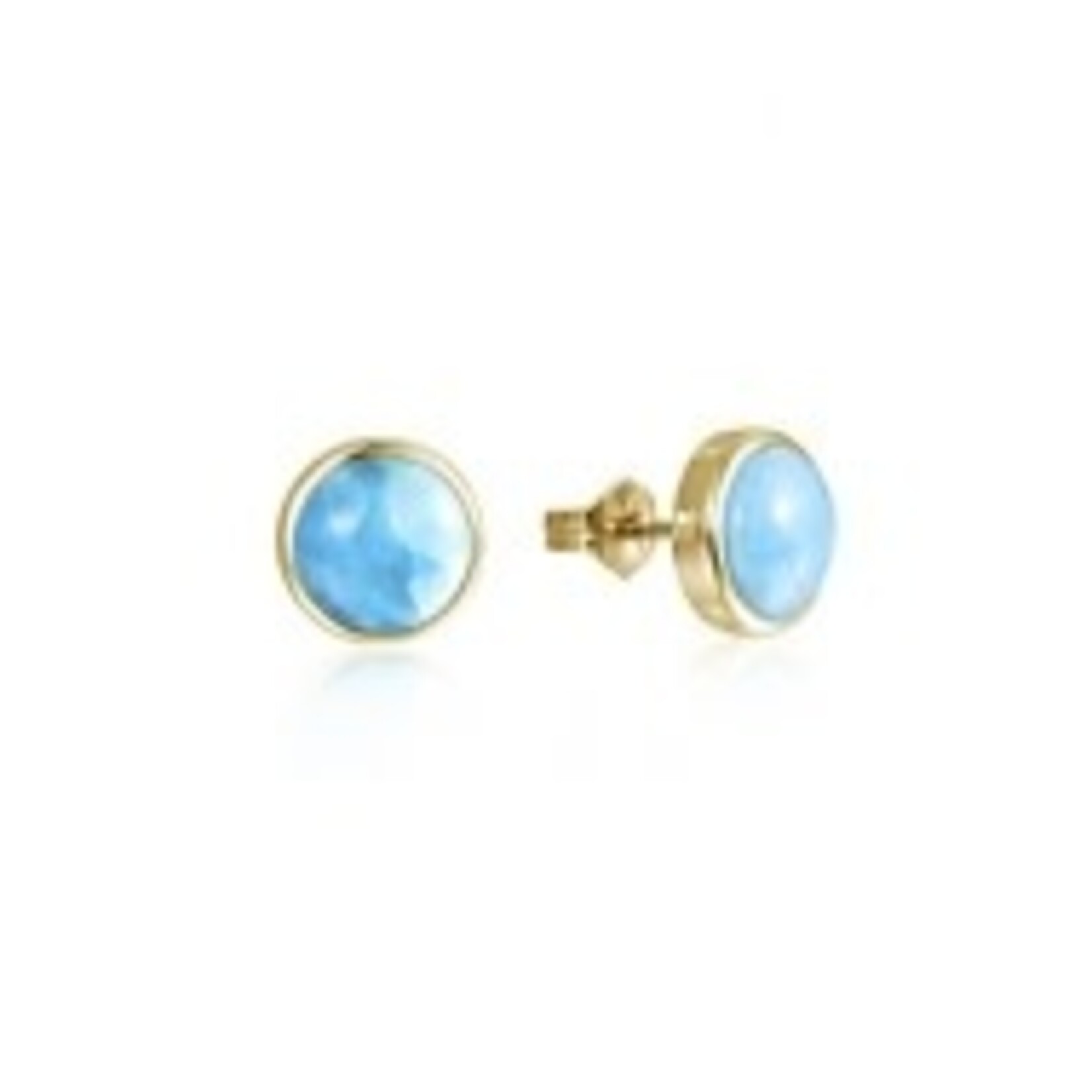 Alamea 14K YG Larimar Post Earrings 10mm