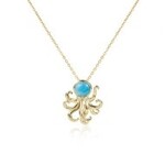Alamea 14K YG Larimar Octopus Pendant