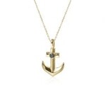 Alamea 14K YG Black Diamond Anchor Pendant