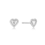 Ania Haie Sterling Silver Rope Heart Bar Studs