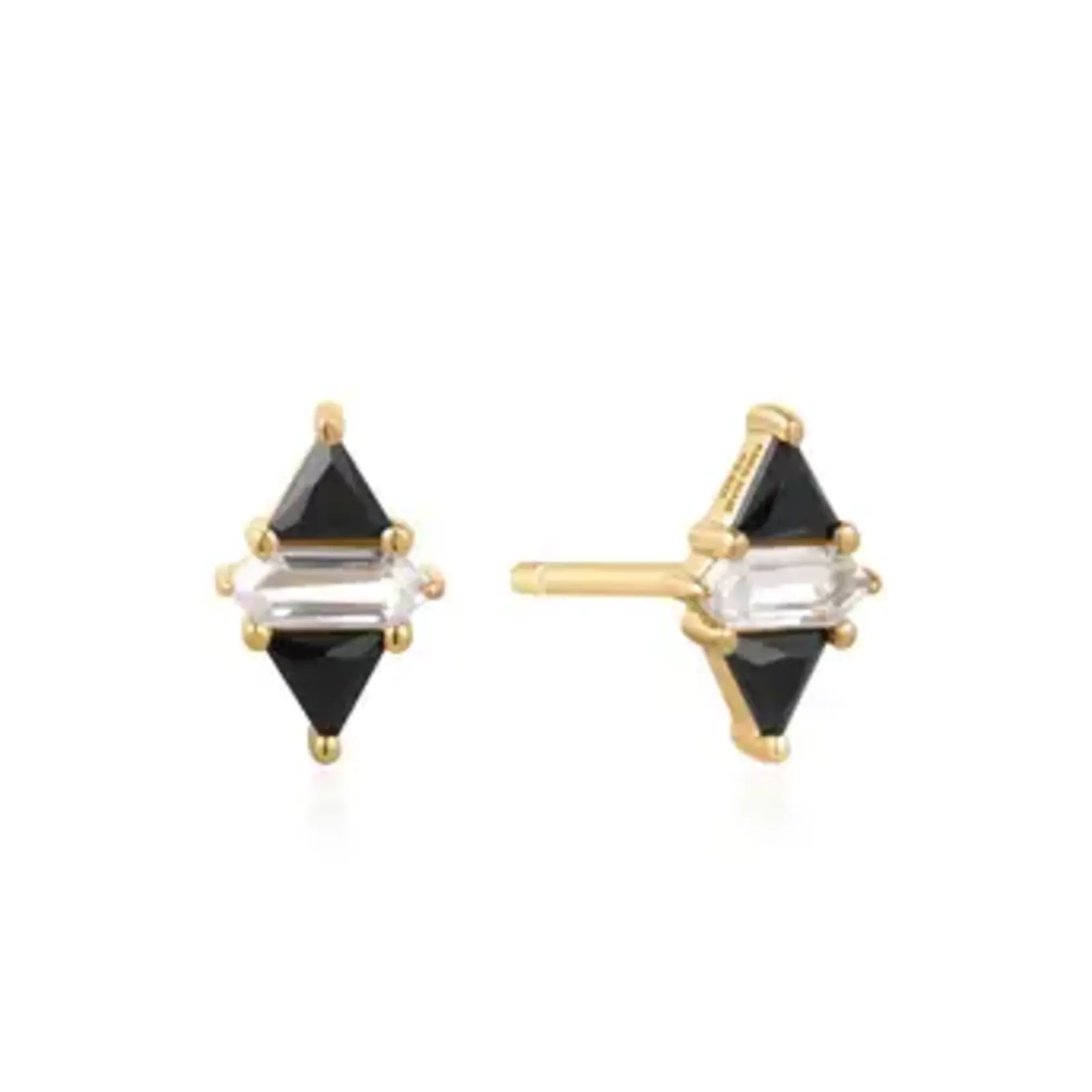 Ania Haie GP Triangle Black/White CZ Studs
