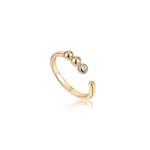Ania Haie 14K Gold Plated Sterling Silver & CZ Orb Adjustable Ring