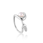Ania Haie Sterling Silver Pearl Sculpted Adjustable Ring