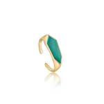 Ania Haie 14K Gold Plated Malachite Emblem Adjustable Ring