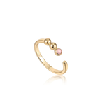 Ania Haie 14K Gold Plated Orb Rose Quartz Adjustable Ring