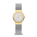 Bering Polished Gold White Face Silver Band Two-Tone Watch
