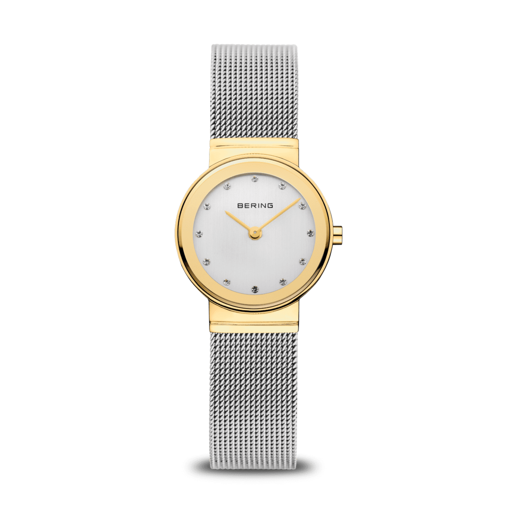 Bering Polished Gold White Face Silver Band Two-Tone Watch