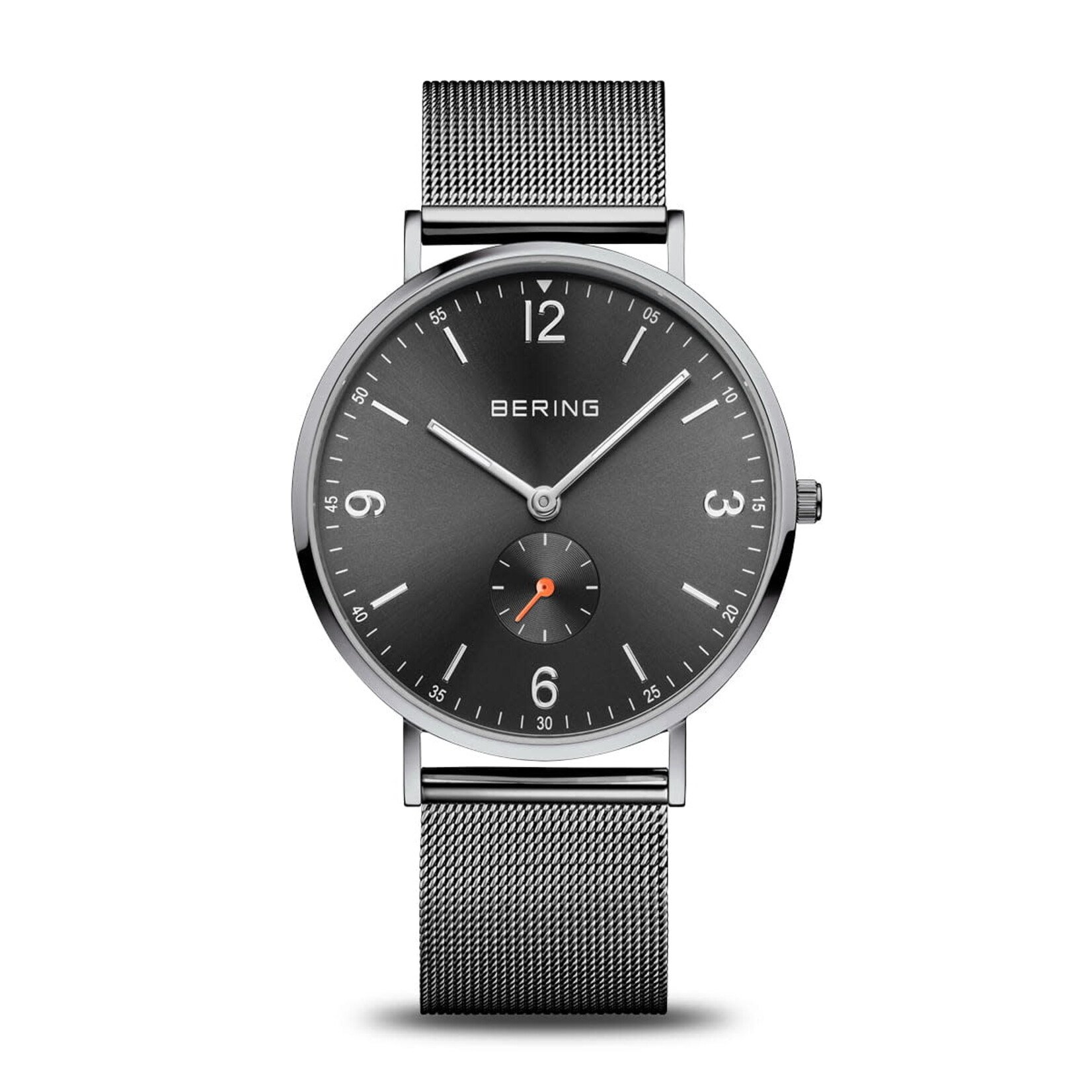 Bering Classic Polished Grey Band and Face Watch - w/ Seconds Subdial