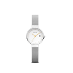 Bering Stainless Steel Polished Silver Ultra Slim Gold&White Accented Solar Watch