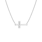 Midas Sterling Silver Sideways Cross Necklace
