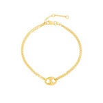 Midas 14K Yellow Gold Puff Mariner Double Chain Bracelet 7.5"