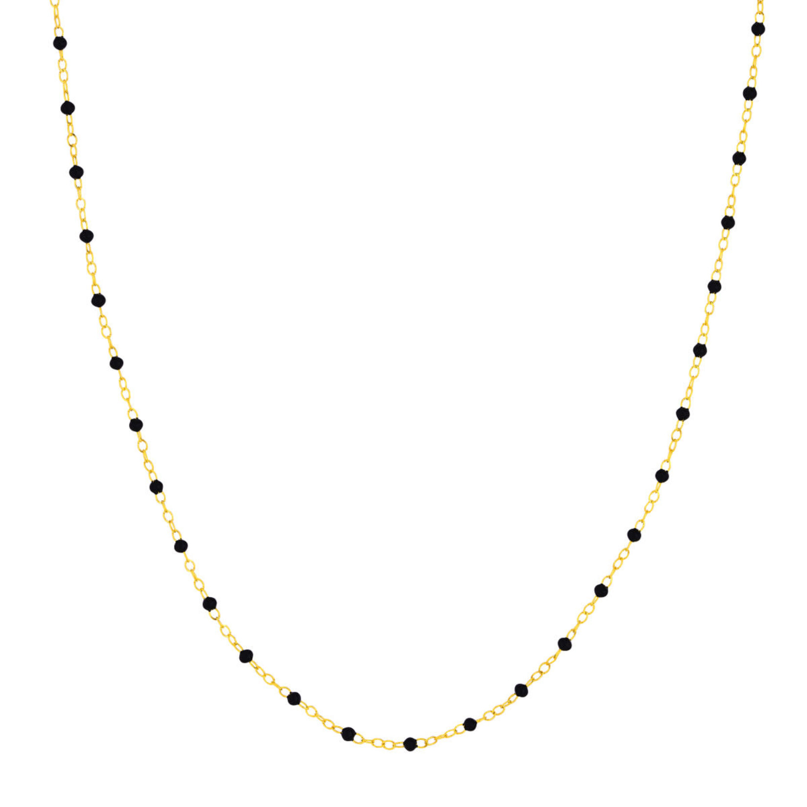 Midas 14K Yellow Gold Black Enamel Bead Piatto Chain 18"-16"