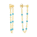 Midas 14K Yellow Gold Turq. Color Enamel Bead Earrings