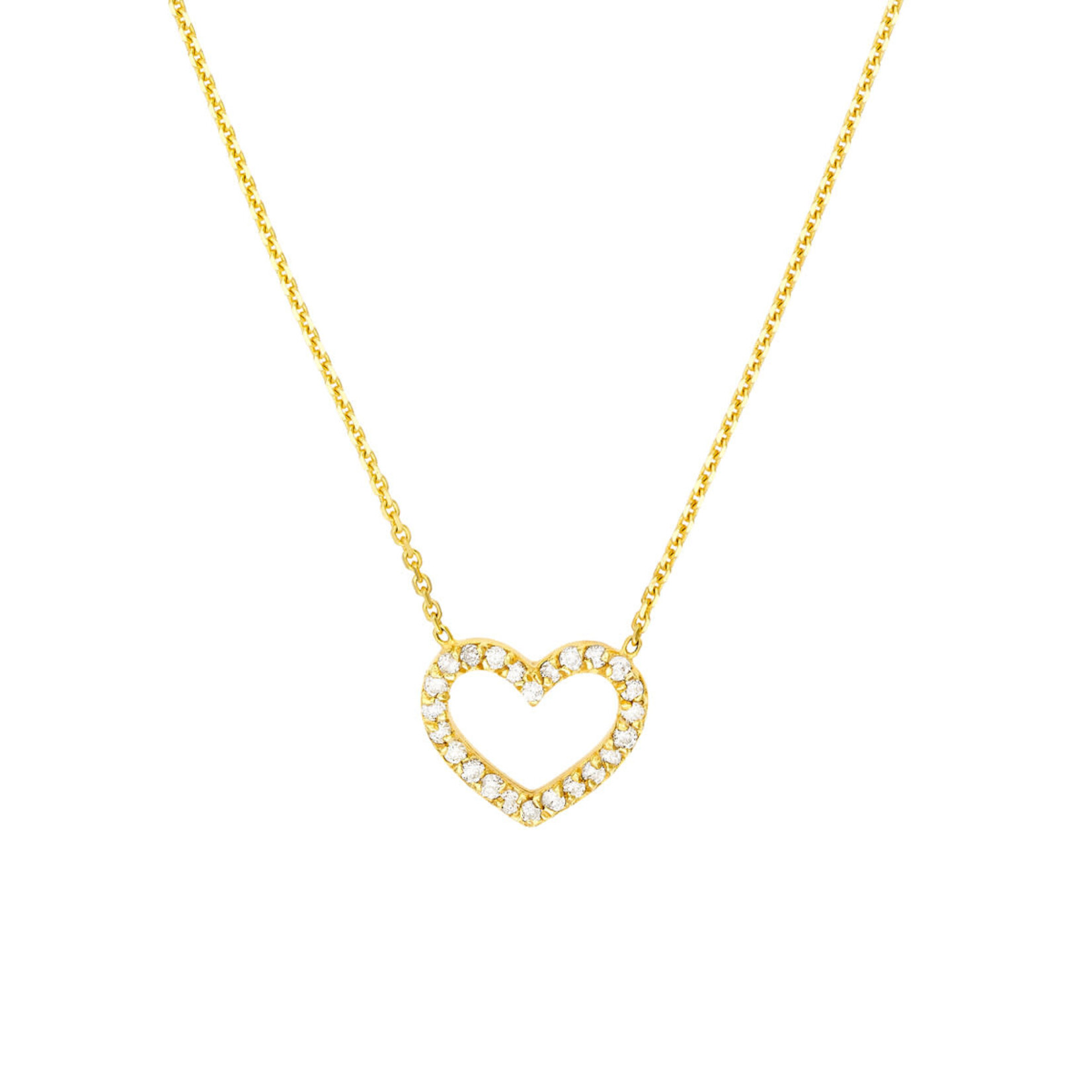 Midas 14K YG Diamond Frame Heart Adjustable Necklace 18"