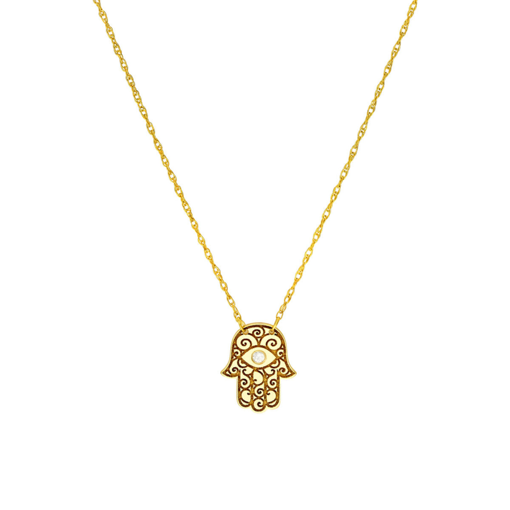 Midas 14K YG Diamond Hamsa Adjustable Necklace 18"