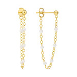 Midas 14K Yellow Gold White Enamel Bead Earrings
