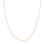 Midas 14K Yellow Gold Baby Pink Enamel Bead Piatto Chain 18"-16"