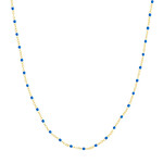 Midas 14K Yellow Gold Cobalt Blue Enamel Bead Piatto Chain 18"-16"