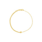 Midas 14K YG Rolo Paper Clip Heart Bracelet