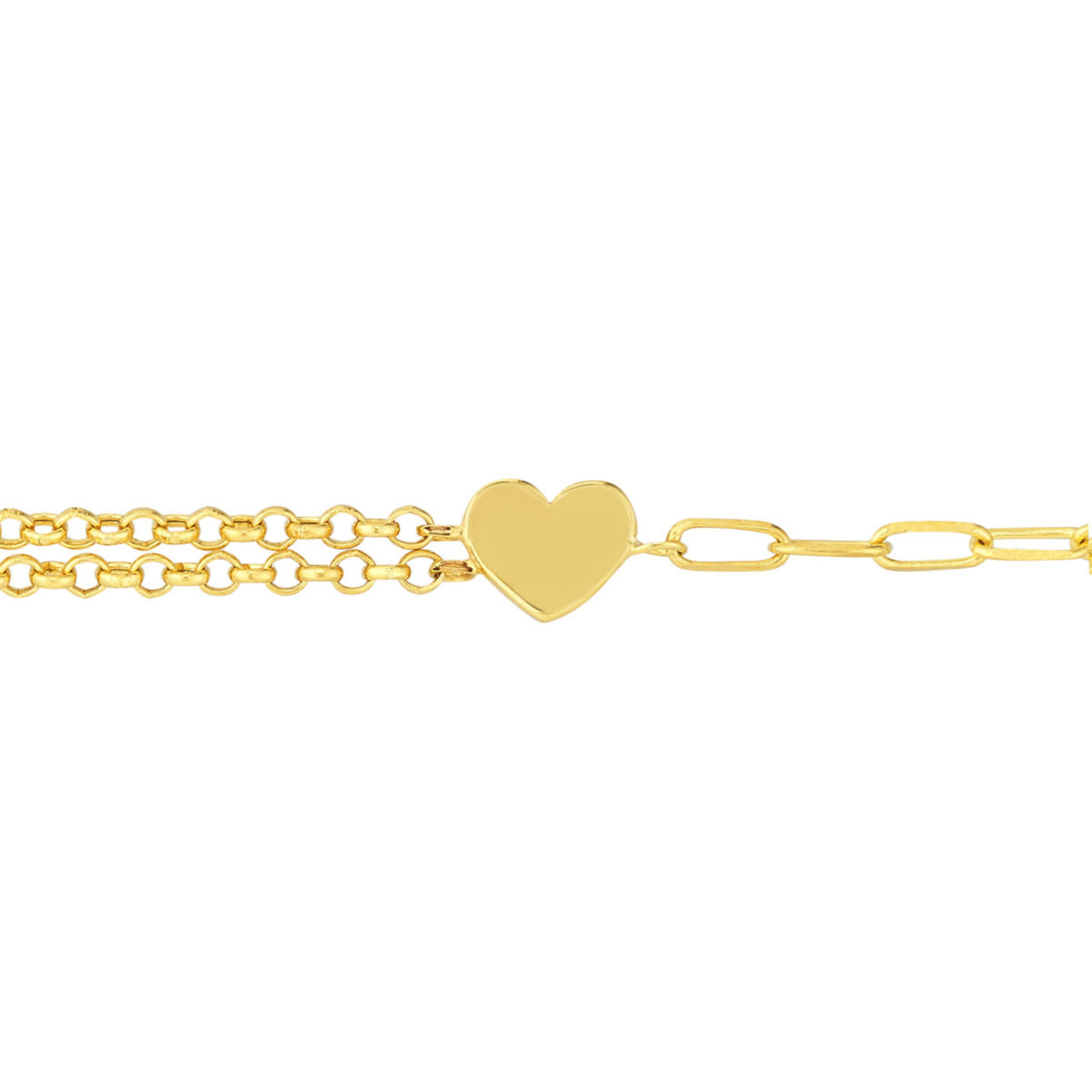 Midas 14K YG Rolo Paper Clip Heart Bracelet