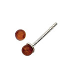 Amber Sterling Silver Honey Amber 2mm Bead Post Earrings